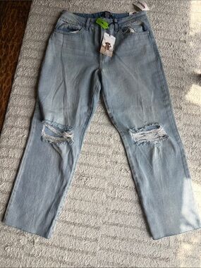 Sincerely Jules Light Blue Distressed Relaxed Jeans